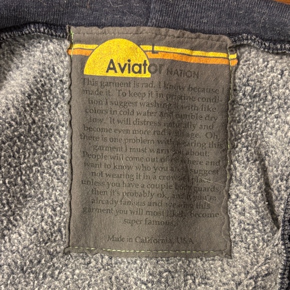 Aviator Nation Dark Blue Hoodie with Multicolor Stripes - Picture 2 of 4